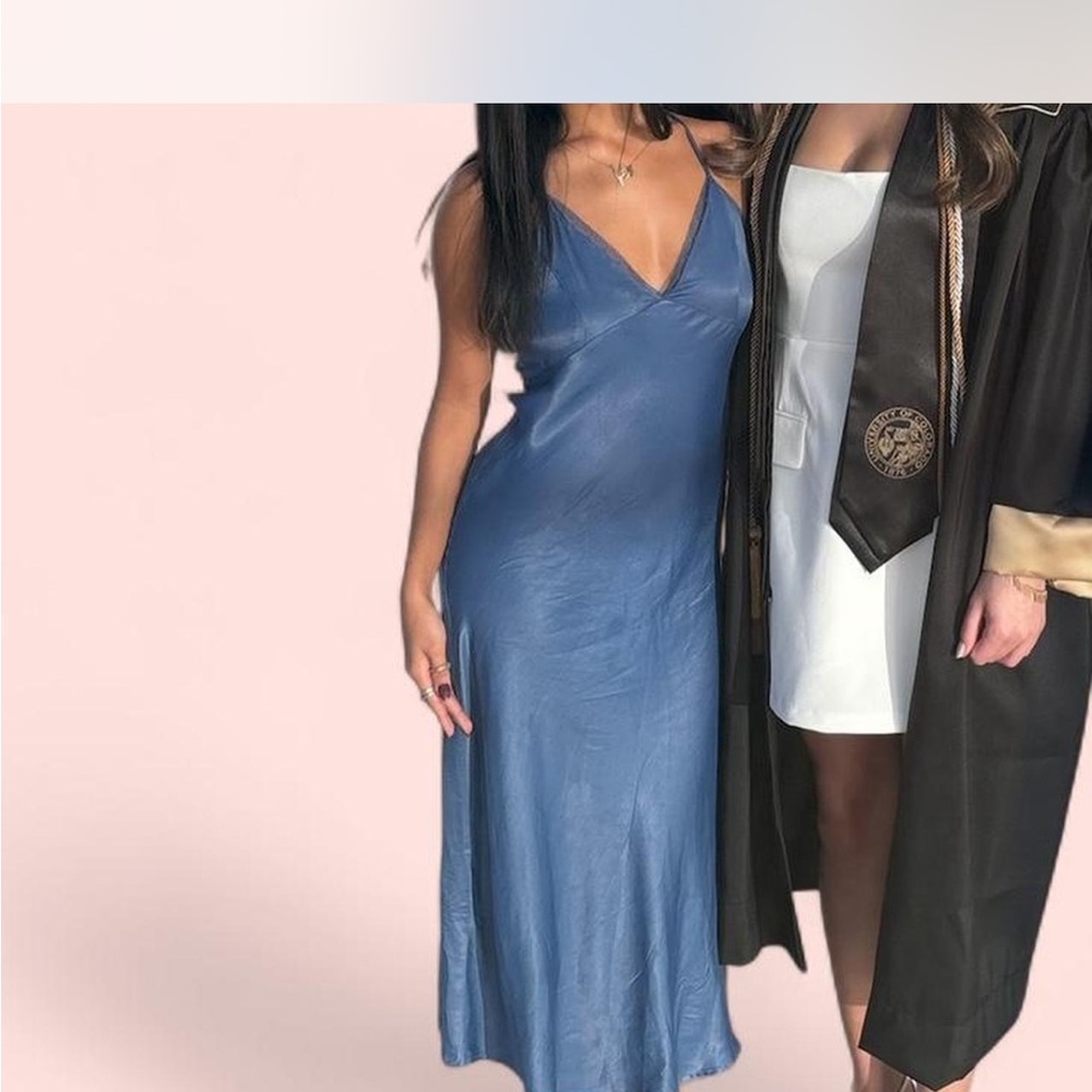 Zara Blue Satin Maxi Dress